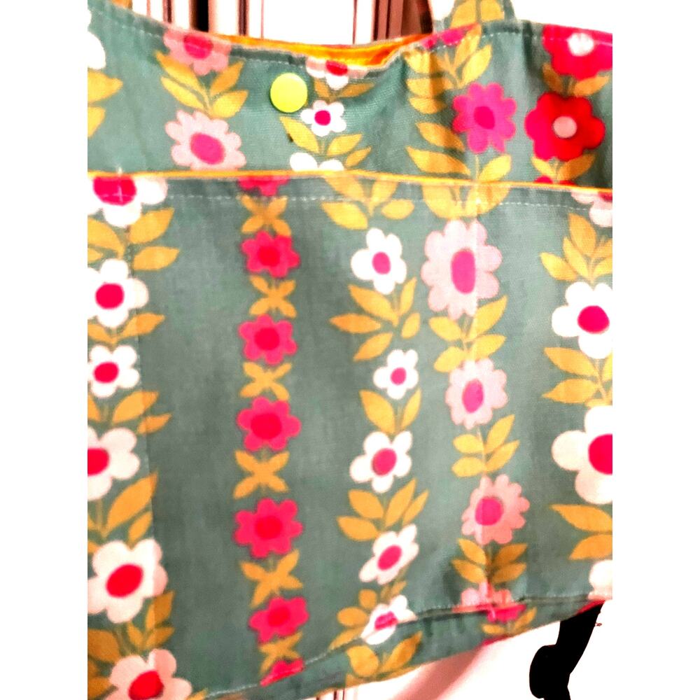 Handmade Floral Cottagecore Tote Bag Crossbody Purse Teal Pink Canvas Cute - Picture 5 of 16